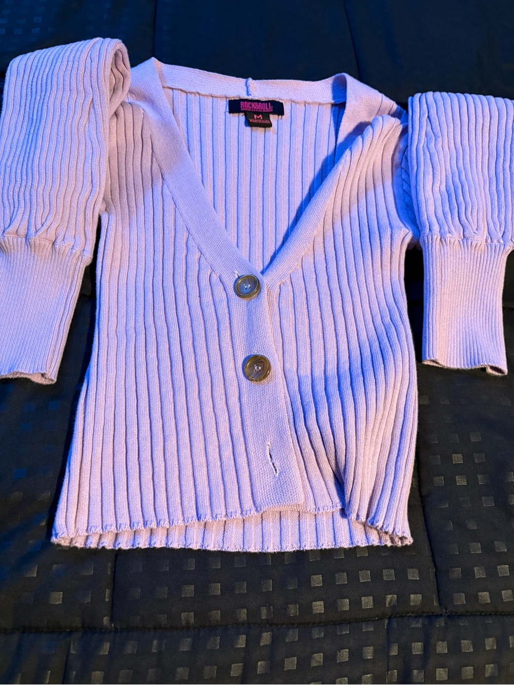 Rock & Roll Cowgirl Lavender Ribbed Button-Front Cardigan
